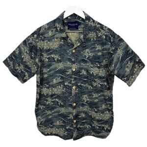 Freenote Cloth Japanese Ripstop Waves Seascape Hawaiian Shirt - Men's Size L